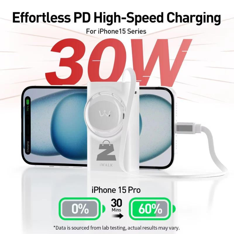 מטען נייד LinkPod | כבל נשלף מובנה באורך 2.3ft